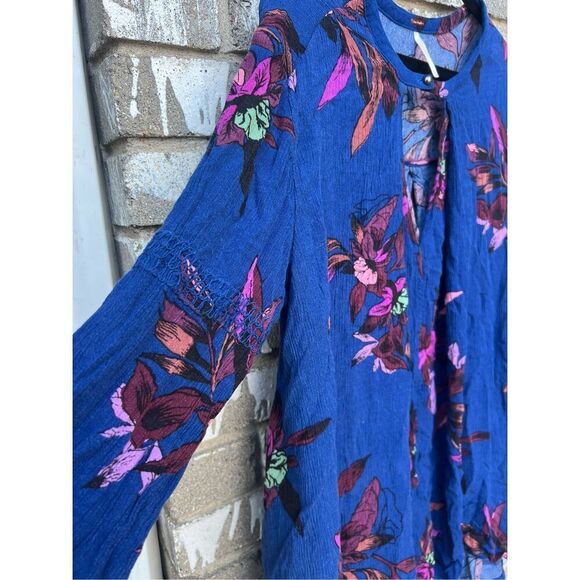 Free People Tunic Long Sleeve Floral Top Woman’s Size Small - Picture 9 of 13
